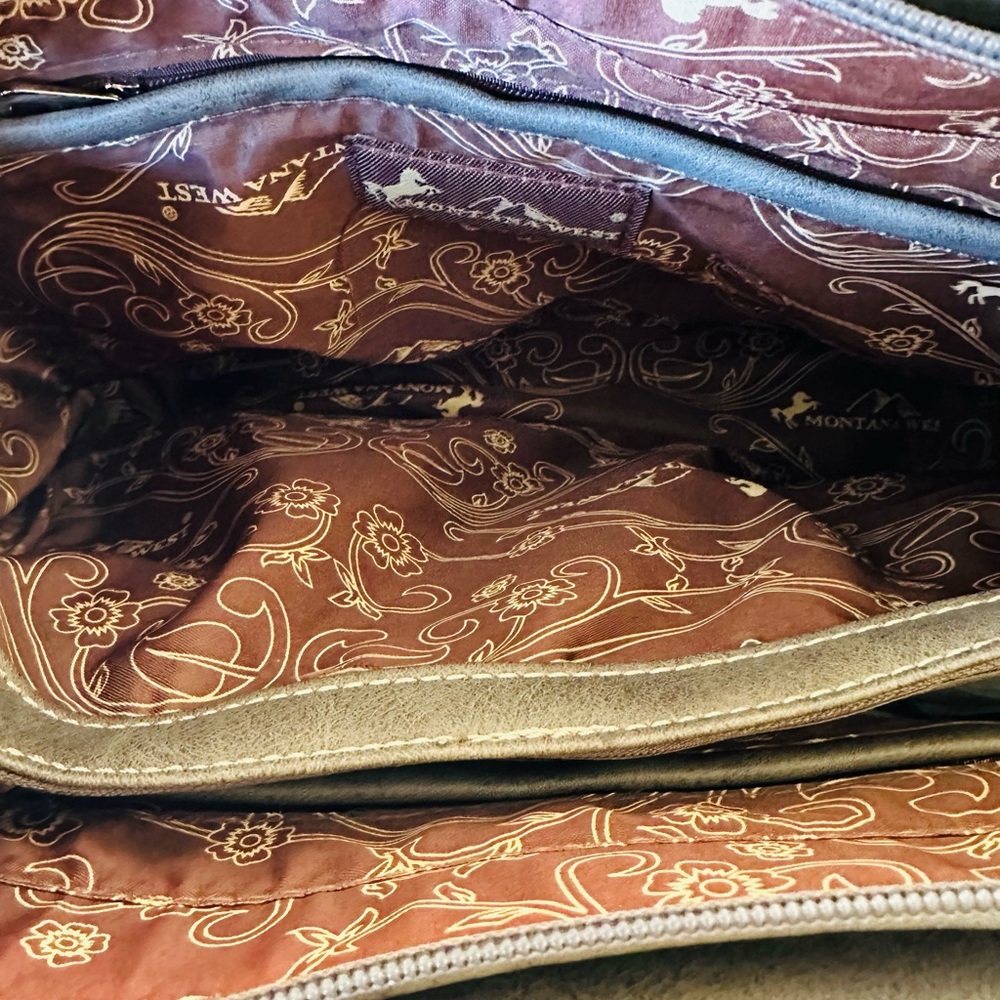 Montana west buckle embroidery conceal carry shoulder handbag purse NWT - Picture 8 of 8